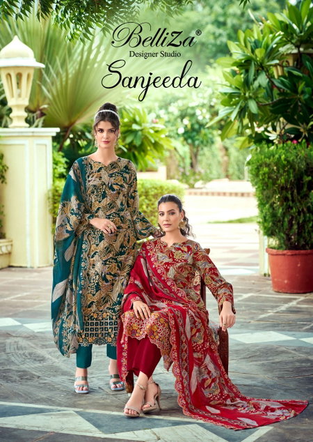 Sanjeeda Vol 1 By Belliza Viscose Rayon Printed Wholesale Dress Material In India